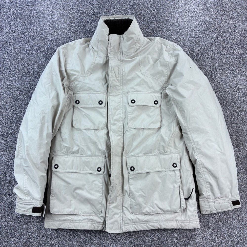 Vintage Nike Chore Jacket Mens Small Beige Utility Barn Field Zip Nylon Blend
